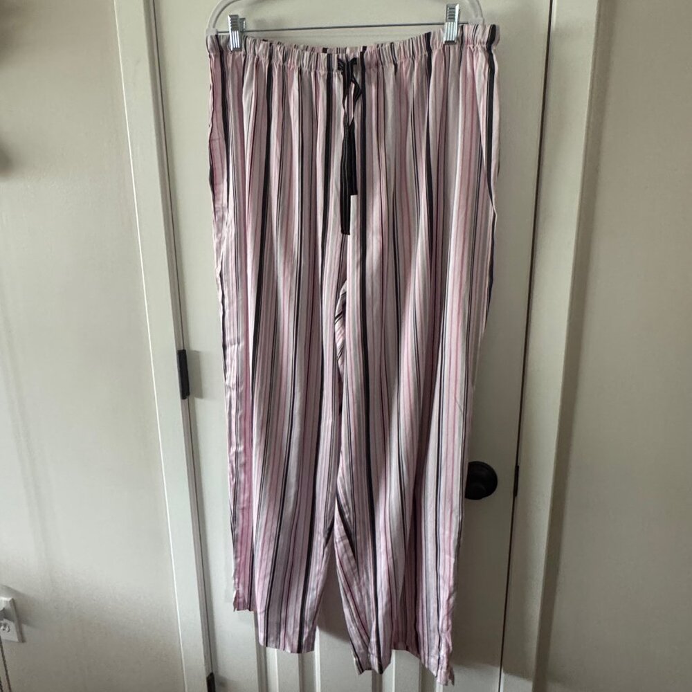 Charter Club Womens Intimates Sleepwear Black Top Pink Black Striped Pants 2X - Picture 10 of 15